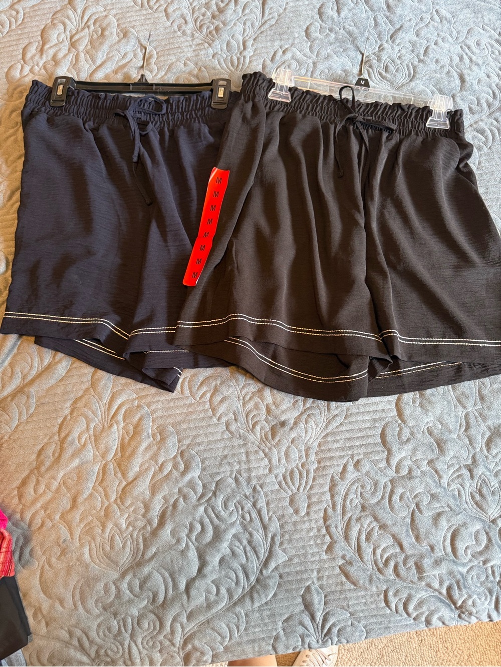 2Pair (Black & Navy)  Women's Loose Fit Elastic Waist Lounging Shorts